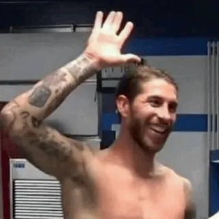 😂 Sergio Ramos calciatore, atleta, sport, che saluta, celebrità telegram sticker