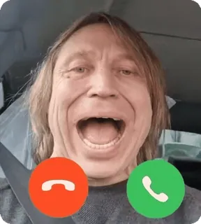 📞 man, telefoongesprek, oproep, rode knop, groene knop, gezicht, uitdrukking telegram sticker
