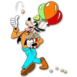 🎈 Goofy cartoni animati, Disney, Goofy, popcorn, palloncini telegram sticker