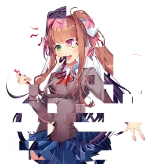 🤓 Monika Doki Doki Literature Club anime, schoolgirl, glitch, video game, horror, cute, cartoon telegram sticker