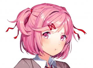 💕 Natsuki Doki Doki Literature Club! Anime, Manga, Słodkie, Różowe włosy, Doki Doki Literature Club telegram sticker