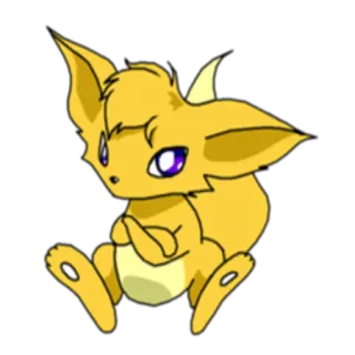 😐 Dessin animé, Animal, Mignon, Fantaisie, Jaune, Yeux violets telegram sticker