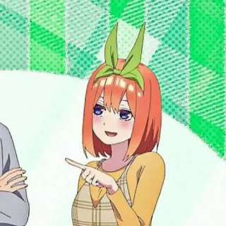 🧩 Yotsuba Nakano The Quintessential Quintuplets Anime, Personnage, Dessin animé, Fille, Pointant telegram sticker