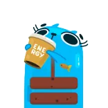 ☕️ ENERGY energy, drink, cartoon, blue, character, coffee telegram sticker