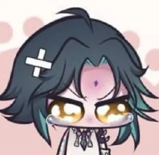 🪀 Xiao Genshin Impact Anime, Lloroso, Videojuego, Chibi, Llorando telegram sticker