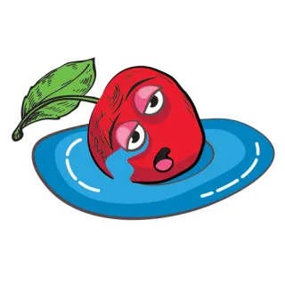 😭 cherry, fruit, cartoon, sad, crying, pool telegram sticker