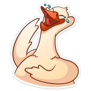 😂 cisne, rindo, chorando, pássaro, adesivo, emoji, desenho animado telegram sticker
