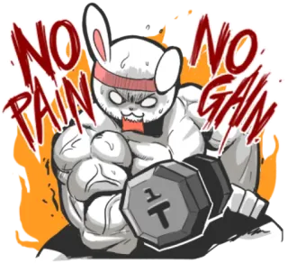 💪 NO PAIN
NO GAIN Hase, Training, Muskeln, Gewichtheben, Fitness, Fitnessstudio whatsapp sticker