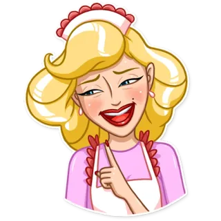 😉 Мультфильм, Блондинка, Горничная, Розовый, Женщина, Персонаж whatsapp sticker