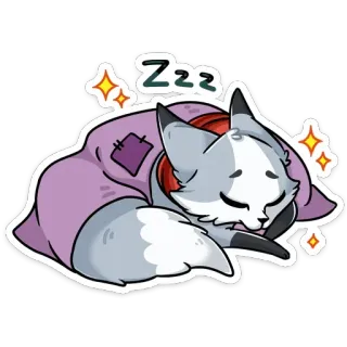 😴 Zzz śpiący, lis, kreskówka, słodki, zzz, drzemka, zwierzę telegram sticker