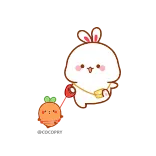 🚶♀️ กระต่าย, แครอท, น่ารัก, คาวาอิ, สัตว์, การ์ตูน whatsapp sticker