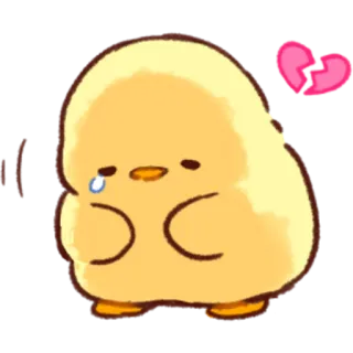😟 chick, bird, sad, broken heart, cute telegram sticker