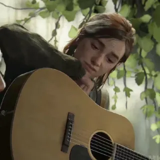 🪶 Ellie The Last of Us Part II Видеоигра, The Last of Us, Элли, Гитара, Постапокалипсис telegram sticker