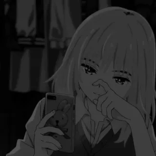🤭 Anime, Ragazza, Triste, Telefono, Coniglio telegram sticker