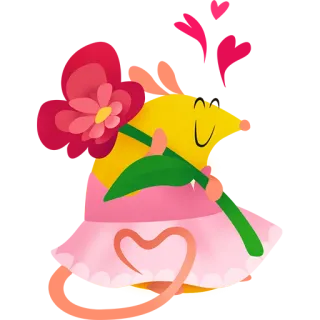 ❤️ 花, 卡通, 可爱, 黄色, 红色, 心, 爱 telegram sticker