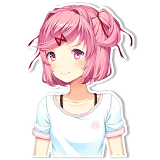🙂 Natsuki Аниме, Милый, Девушка, Розовый, Волосы whatsapp sticker