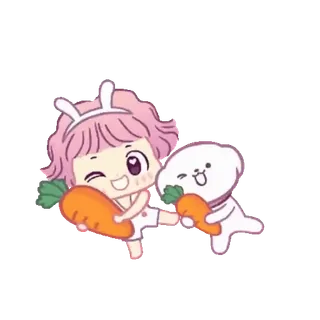 💕 carino, cartone animato, coniglio, carota, kawaii, animale, amicizia telegram sticker
