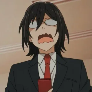 🏀 Izumi Miyamura Horimiya Аниме, Персонаж, Очки, В шоке, Костюм whatsapp sticker