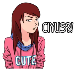 😐 CIYUS?! carino, indonesiano, espressione, ragazza, cartone animato whatsapp sticker