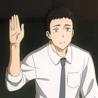 😓 Anime, Mann, weißes Hemd, Gruß telegram sticker