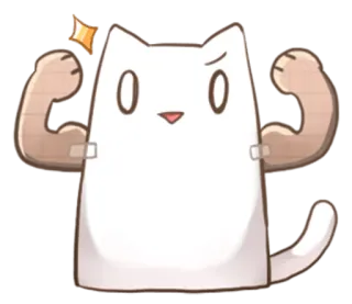 💪 gato, dibujo animado, fuerte, músculos, lindo, animal whatsapp sticker