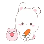 😋 토끼, 당근, 귀여운, 동물, 돼지 telegram sticker