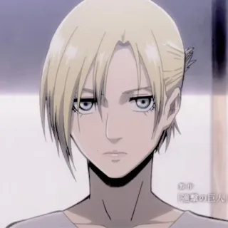 🧺 Annie Leonhart Attack on Titan Anime, Mangá, Personagem, Cabelo loiro, Sério, AOT, Fan art, Ataque dos Titãs telegram sticker