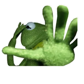🖐 Kermit the Frog 科米, 青蛙, 布偶, 表情包, 手, 停止, 停, 可爱 whatsapp sticker
