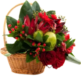 🌸 hoa, giỏ, bó hoa, đỏ, xanh lá cây, hoa telegram sticker