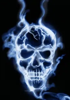💀 череп, молния, синий, дым, страшный telegram sticker