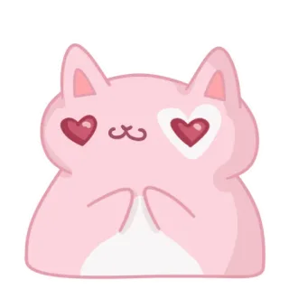 😍 แมว, น่ารัก, คาวาอิ, ตาเป็นรูปหัวใจ, สีชมพู, สัตว์ telegram sticker
