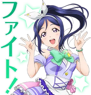 😀 ファイト! Anime meisje, Cartoon, Gevecht, Steun, Aanmoediging, Schattig, Vrolijk telegram sticker
