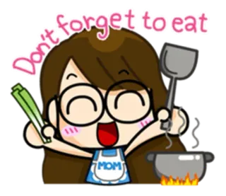 🥗 Don't forget to eat food, cooking, character, cute, reminder, meal, wholesome whatsapp sticker