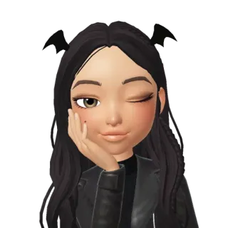 🤤 Avatar, Mädchen, zwinkern, Cartoon, brünett, süß whatsapp sticker
