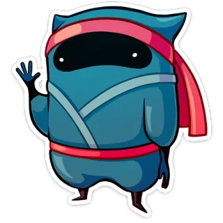 👋 cartoon, character, sticker, ninja, mascot, greeting, wave whatsapp sticker