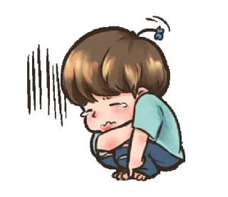 😔 triste, chorando, chateado, desenho animado, criança, emocional whatsapp sticker