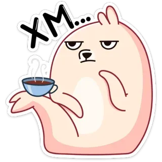 🤔 XM... Kreskówka, Uroczy, Zwierzę, Napój, Kawa, Herbata telegram sticker