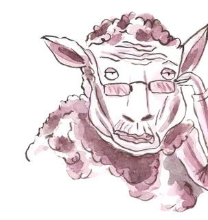 🤔 cừu, động vật, kính, phim hoạt hình, chân dung, nhân hóa telegram sticker