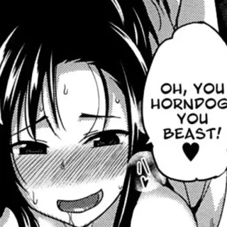 🤤 OH, YOU HORNDOG YOU BEAST! manga, anime, horndog, beast, heart, black and white telegram sticker