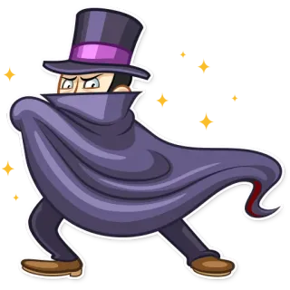 😑 卡通, 反派, 帽子, 斗篷, 间谍, 神秘 telegram sticker