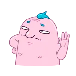 🙅♂️ 卡通, 角色, 粉色, 挥手, 问候 telegram sticker