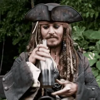 πΎ Jack Sparrow Pirates of the Caribbean pirata, capitano, alcol, bevanda, film whatsapp sticker