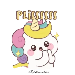 🌈 PLISSSSSS unicórnio, fofo, implorando, kawaii, desenho animado, rogando telegram sticker