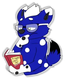 🤔 El Gran Libro del Odio antropomórfico, cachorro, lendo, livro, ódio, óculos, desenho animado whatsapp sticker