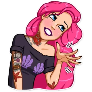 👋 Meerjungfrau, Cartoon, Frau, Meer, Fantasie, Figur telegram sticker
