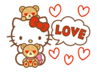 🌟 Hello Kitty LOVE mignon, amour, coeurs, kawaii, chat, ours en peluche telegram sticker