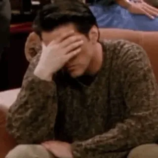 🤦‍♀ Joey Tribbiani Friends フェイスパーム, フラストレーション, 失望, 恥ずかしい, ジョーイ・トリビアーニ telegram sticker