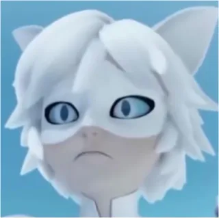 🙁 Cat Blanc Miraculous: Tales of Ladybug & Cat Noir 卡通, 猫, 白色, 动漫, 瓢虫雷迪 whatsapp sticker