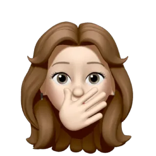🐻 emoji, donna, mano, bocca, faccia, che copre, scioccato, sorpresa telegram sticker