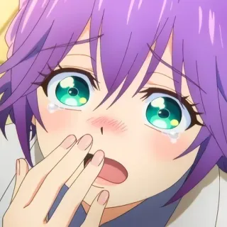 😰 anime, płacz, fioletowe włosy, smutny, emocjonalny telegram sticker